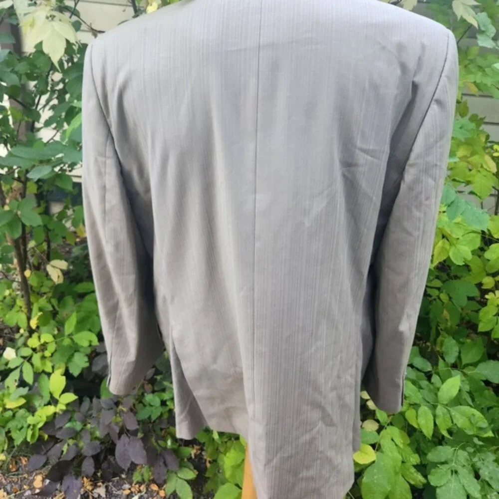 Bellissimo Sartoriale Mens Grey Herringbone Blazer Sport Coat Made in Canada 42R